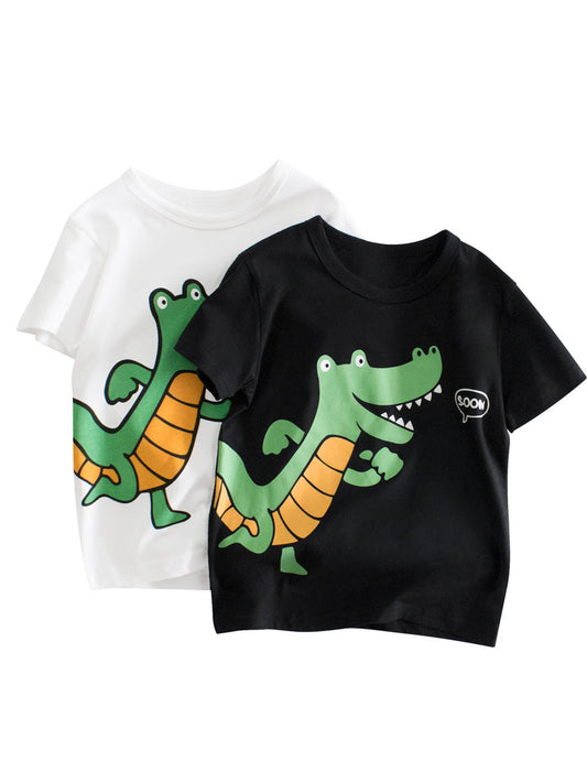 Boys’ Cartoon Crocodile Pattern T-Shirt In European And American Style-0