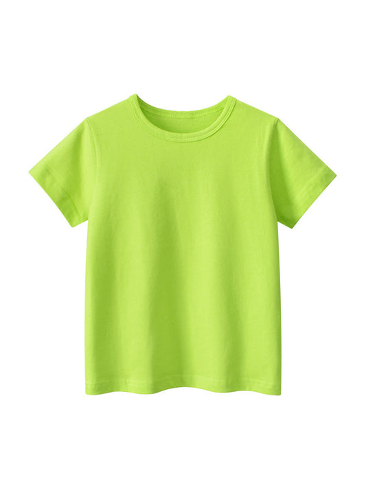 Hot Selling Baby Kids Unisex Solid Color Green T-Shirt In European And American Style-0