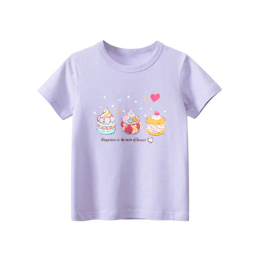 Baby Girl Ice-Cream Pattern Soft Cotton New Style T-Shirt-0